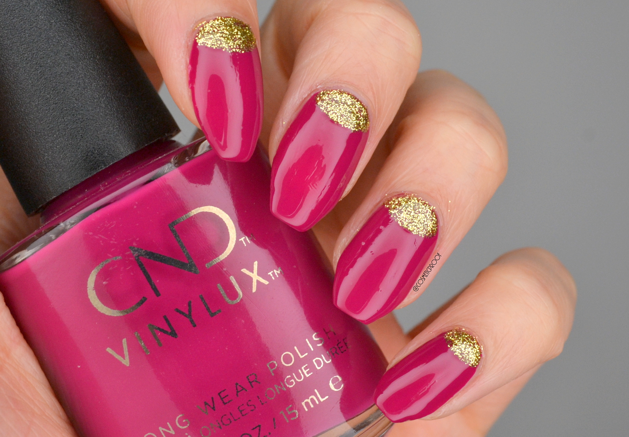 1. Magenta and Gold Glitter Nail Art - wide 2